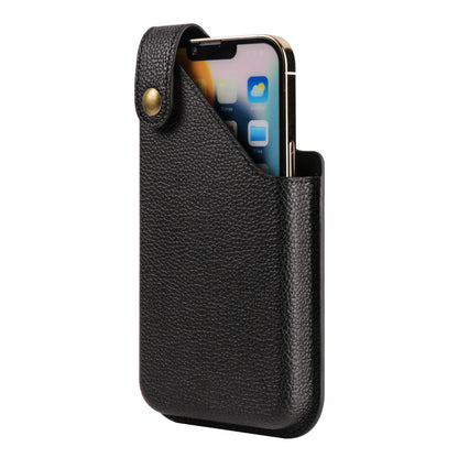 6.1-inch Universal Waist Phone Case Litchi Texture PU Leather Vertical Belt Holster Phone Pouch