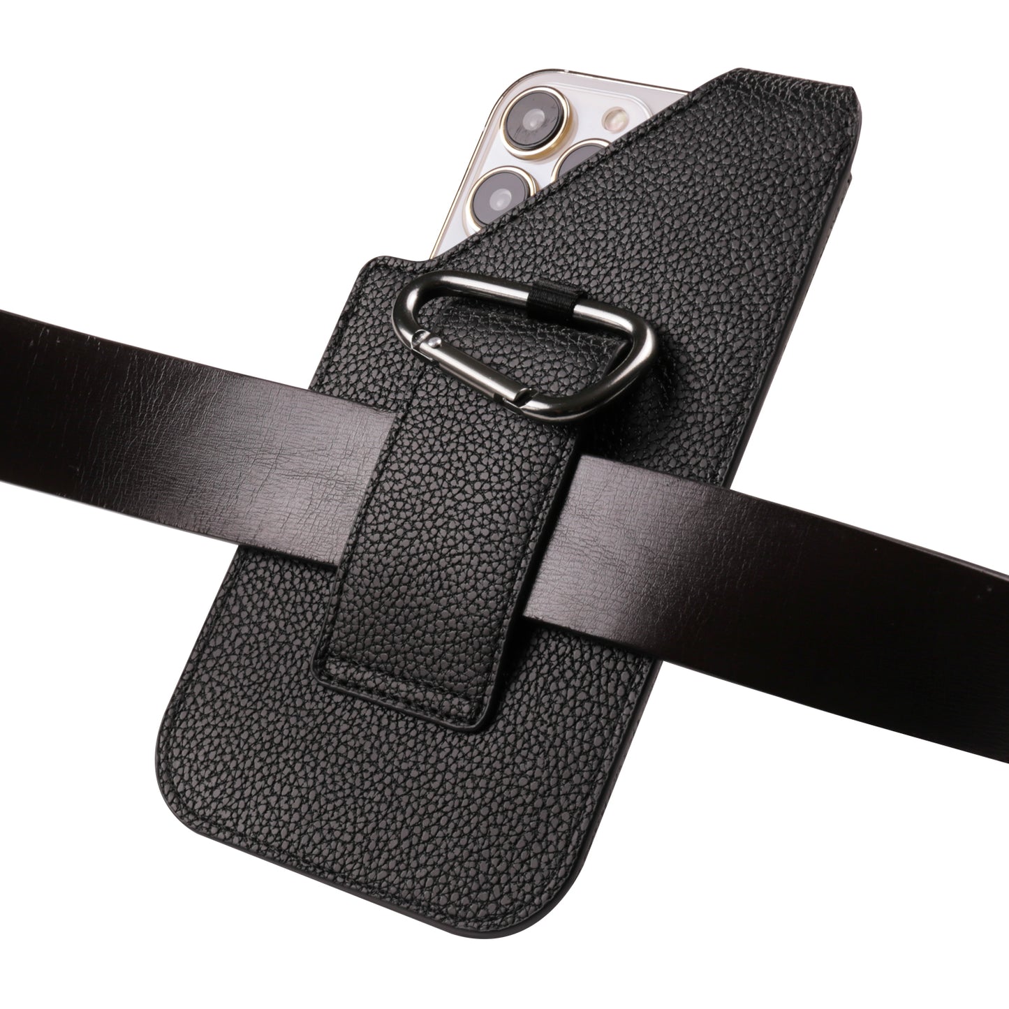 6.1-inch Universal Waist Phone Case Litchi Texture PU Leather Vertical Belt Holster Phone Pouch