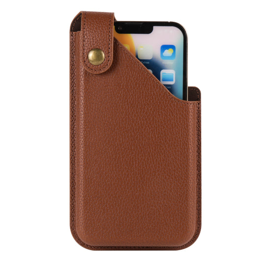 6.1-inch Universal Waist Phone Case Litchi Texture PU Leather Vertical Belt Holster Phone Pouch