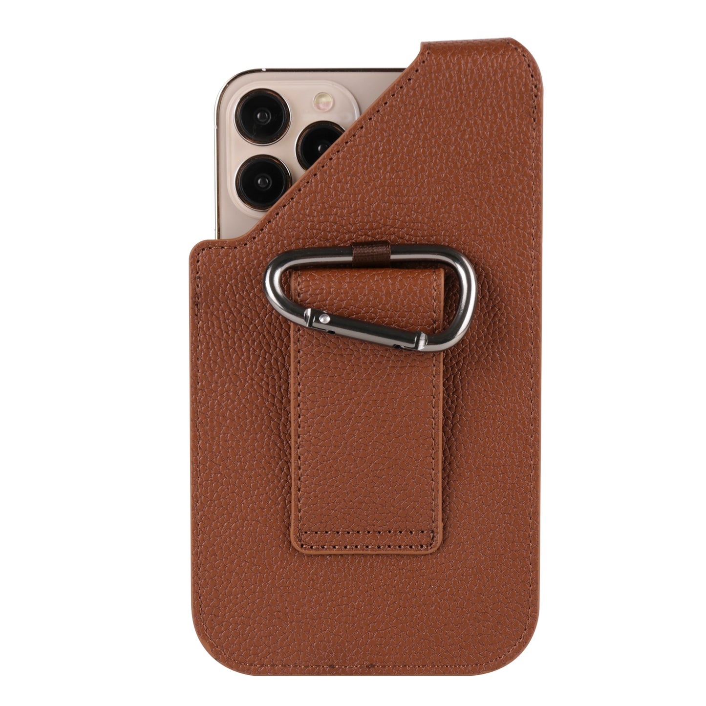 6.1-inch Universal Waist Phone Case Litchi Texture PU Leather Vertical Belt Holster Phone Pouch