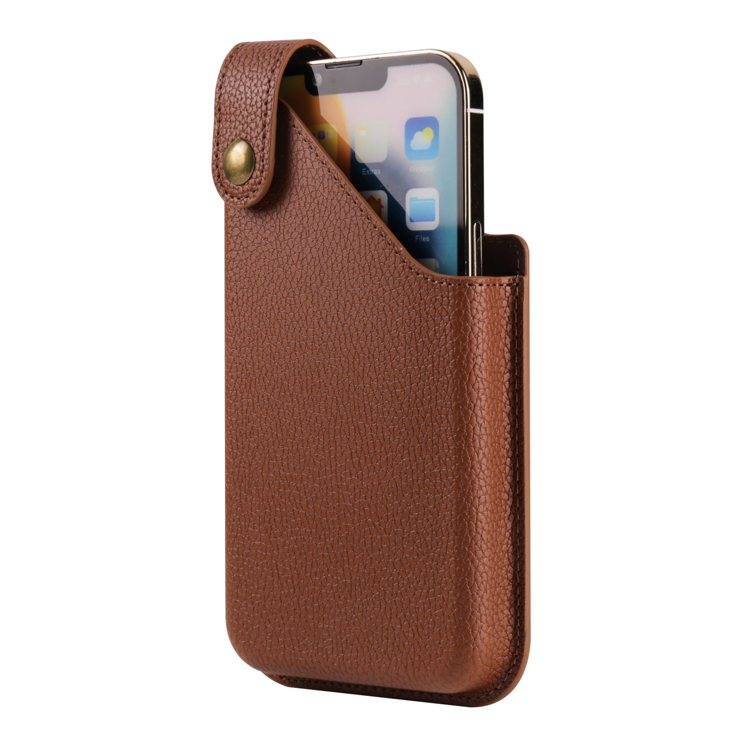 6.1-inch Universal Waist Phone Case Litchi Texture PU Leather Vertical Belt Holster Phone Pouch