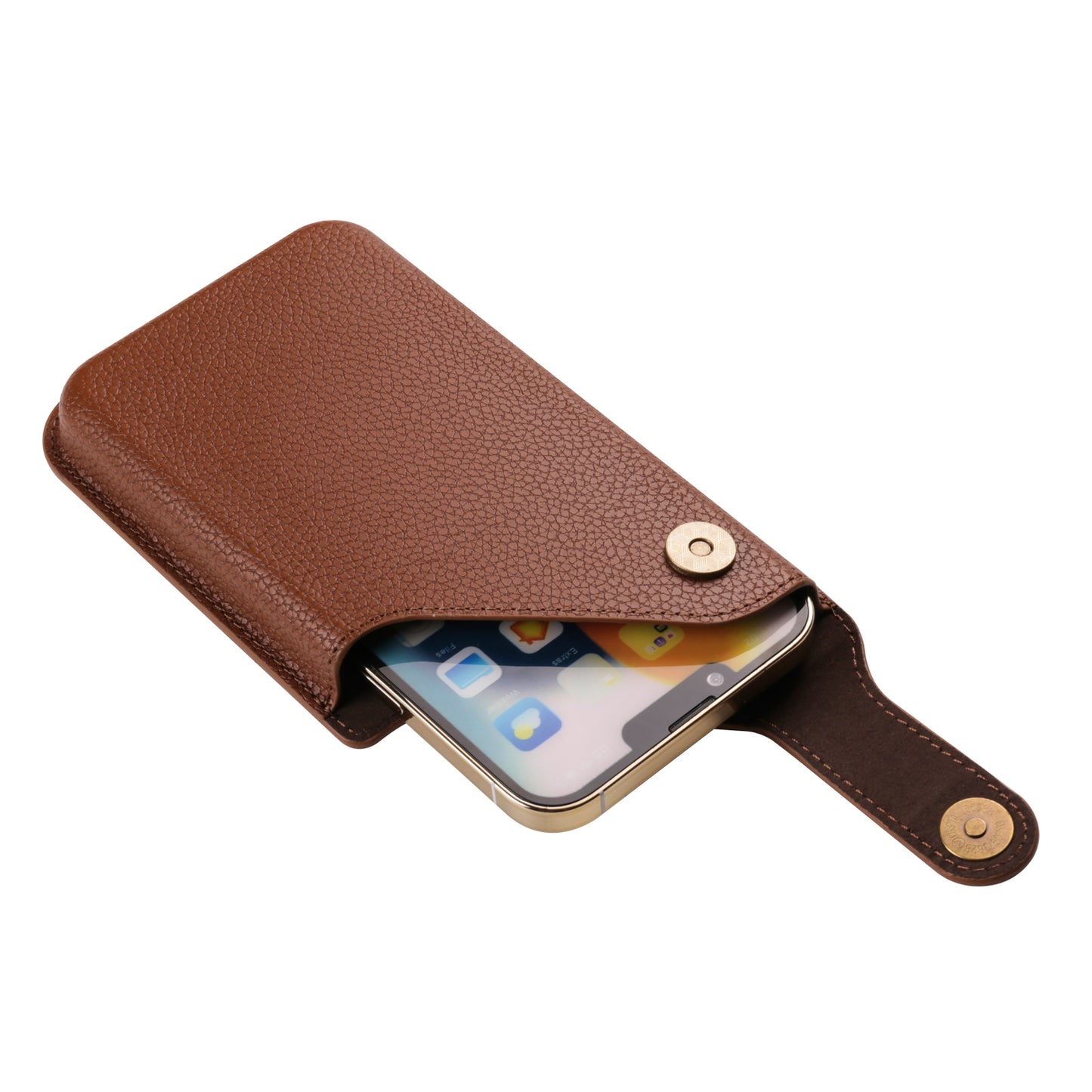 6.1-inch Universal Waist Phone Case Litchi Texture PU Leather Vertical Belt Holster Phone Pouch