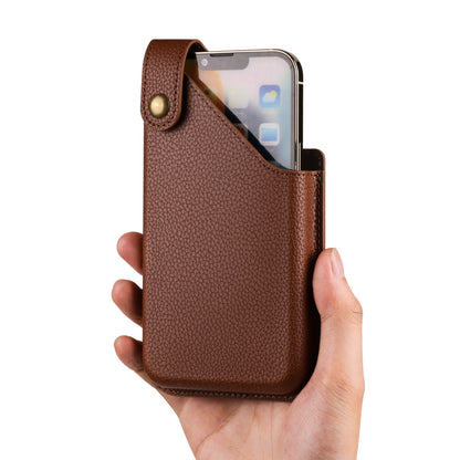 6.1-inch Universal Waist Phone Case Litchi Texture PU Leather Vertical Belt Holster Phone Pouch