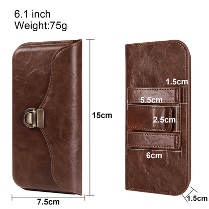 6.1-inch Phone Waist Bag Horizontal Belt Holster PU Leather Smartphone Case Pouch