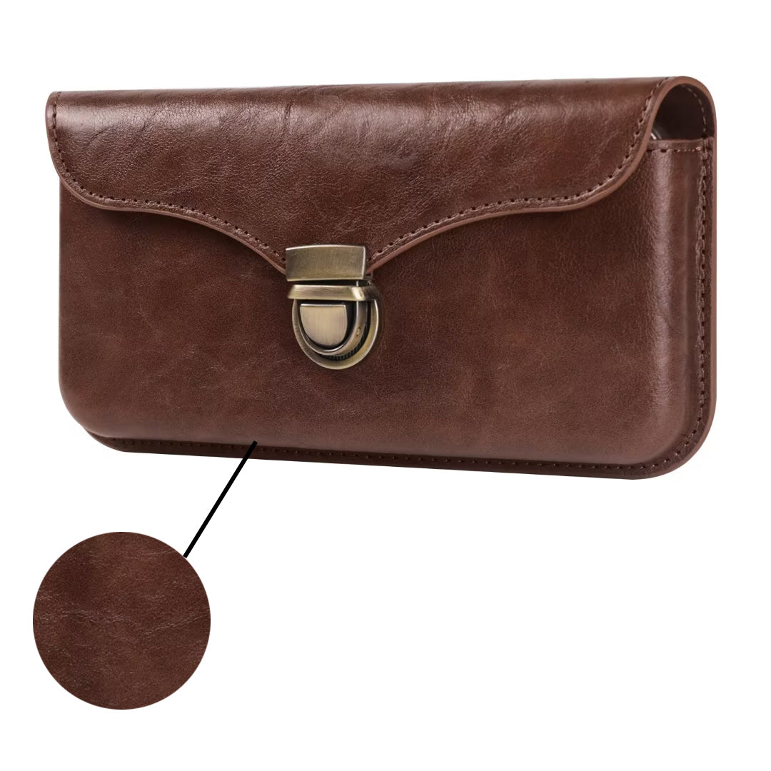 6.7-inch Phone Waist Bag Horizontal Belt Holster PU Leather Smartphone Case Pouch