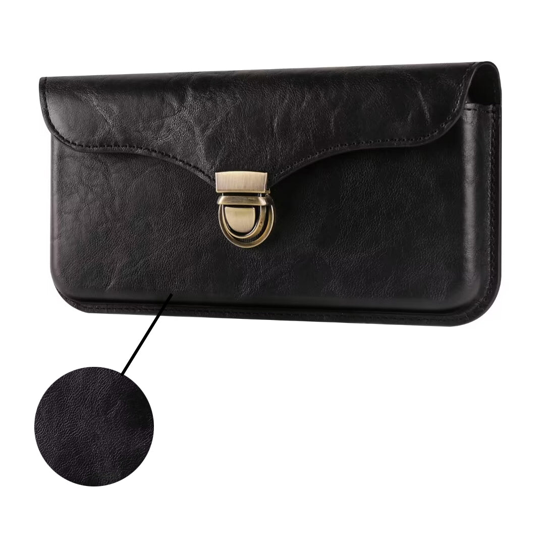 6.7-inch Phone Waist Bag Horizontal Belt Holster PU Leather Smartphone Case Pouch