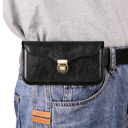 6.7-inch Phone Waist Bag Horizontal Belt Holster PU Leather Smartphone Case Pouch