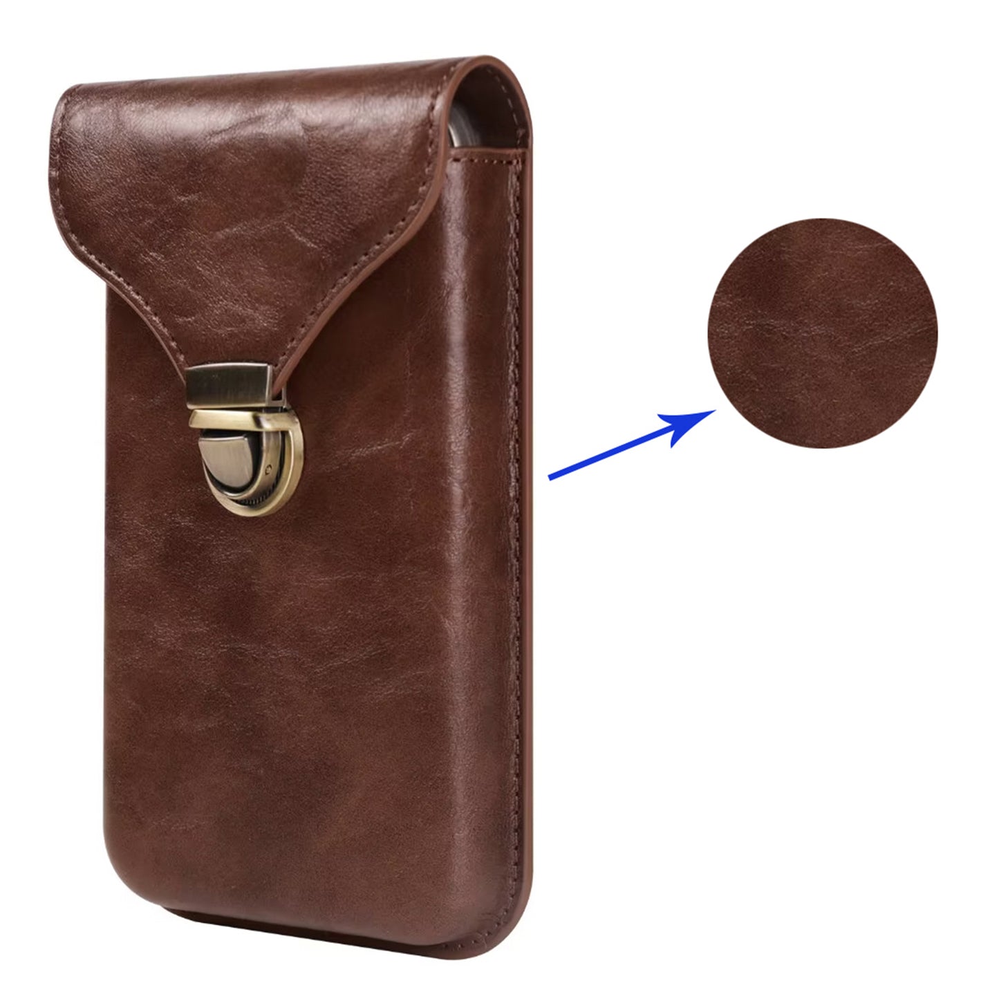 6.1-inch Vertical Phone Waist Bag PU Leather Belt Holster Universal Phone Pouch