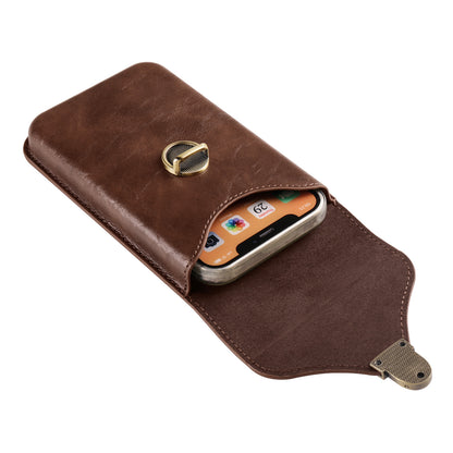 6.1-inch Vertical Phone Waist Bag PU Leather Belt Holster Universal Phone Pouch