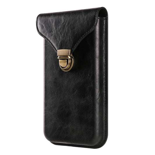 6.1-inch Vertical Phone Waist Bag PU Leather Belt Holster Universal Phone Pouch