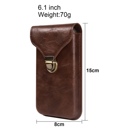 6.1-inch Vertical Phone Waist Bag PU Leather Belt Holster Universal Phone Pouch