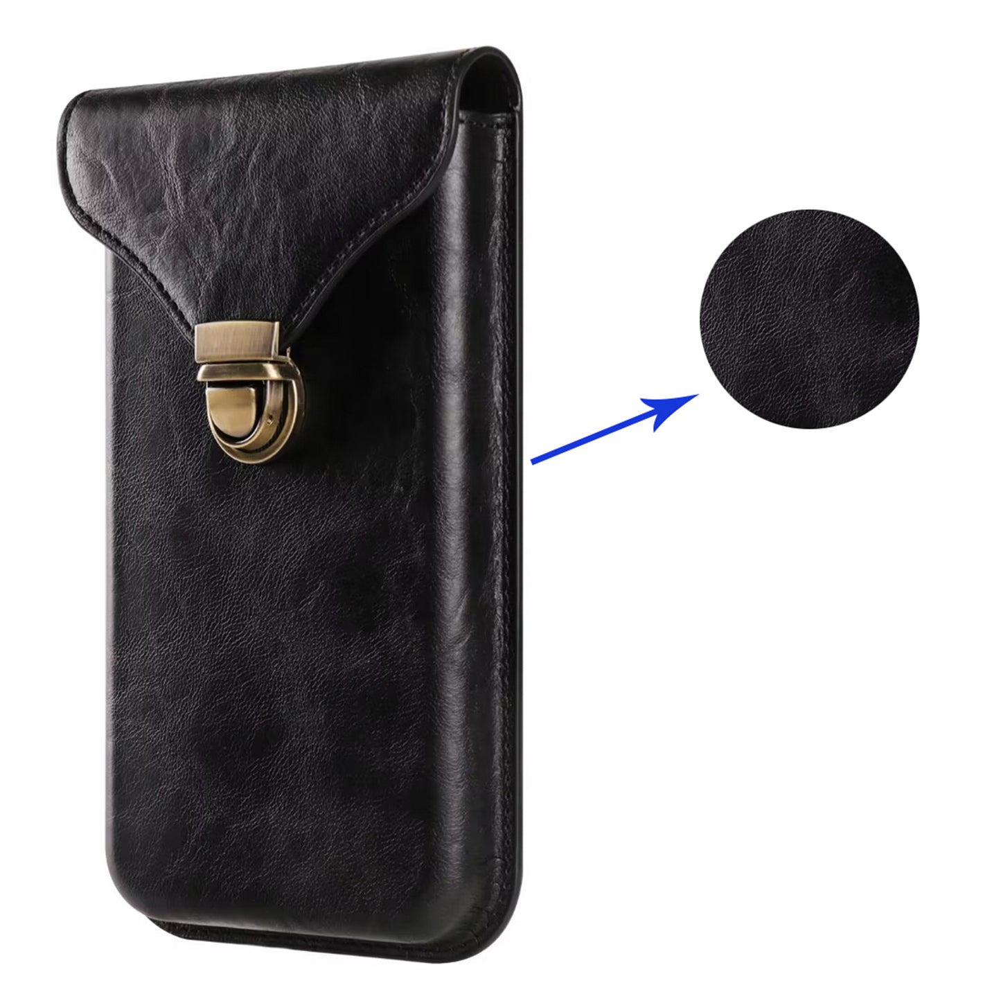 6.1-inch Vertical Phone Waist Bag PU Leather Belt Holster Universal Phone Pouch