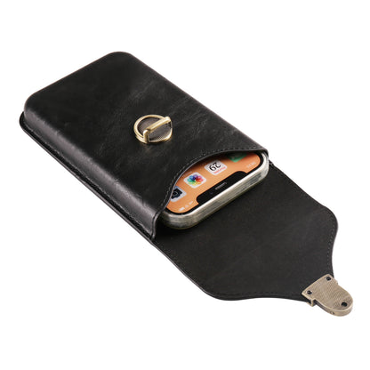 6.1-inch Vertical Phone Waist Bag PU Leather Belt Holster Universal Phone Pouch