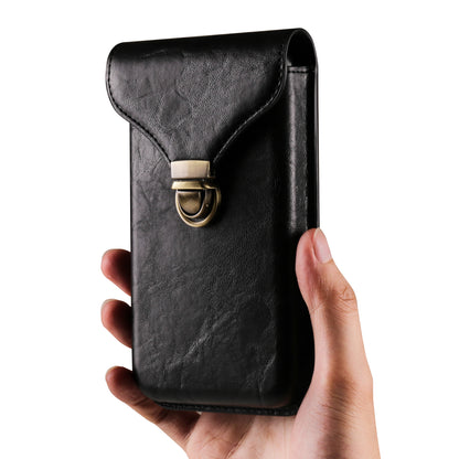 6.1-inch Vertical Phone Waist Bag PU Leather Belt Holster Universal Phone Pouch