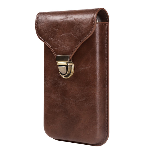 6.7-inch Universal Phone Case Card Holder PU Leather Waist Belt Holster Vertical Phone Pouch
