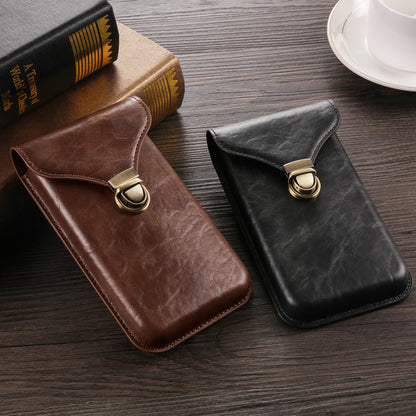 6.7-inch Universal Phone Case Card Holder PU Leather Waist Belt Holster Vertical Phone Pouch