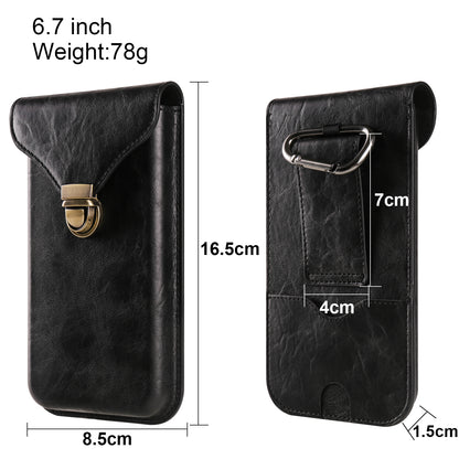 6.7-inch Universal Phone Case Card Holder PU Leather Waist Belt Holster Vertical Phone Pouch