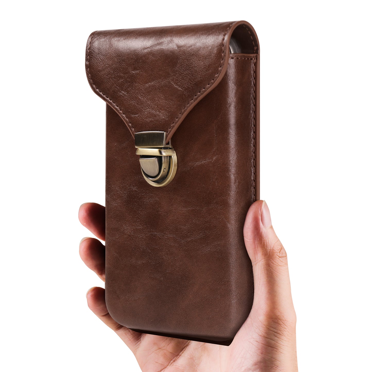 6.7-inch Universal Phone Case Card Holder PU Leather Waist Belt Holster Vertical Phone Pouch