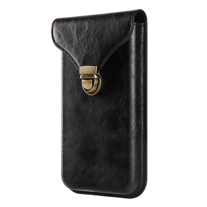 6.7-inch Universal Phone Case Card Holder PU Leather Waist Belt Holster Vertical Phone Pouch