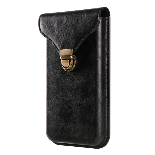 6.7-inch Universal Phone Case Card Holder PU Leather Waist Belt Holster Vertical Phone Pouch
