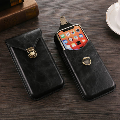 6.7-inch Universal Phone Case Card Holder PU Leather Waist Belt Holster Vertical Phone Pouch