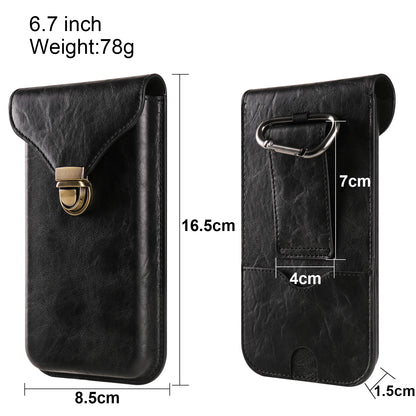 6.7-inch Universal Phone Case Card Holder PU Leather Waist Belt Holster Vertical Phone Pouch