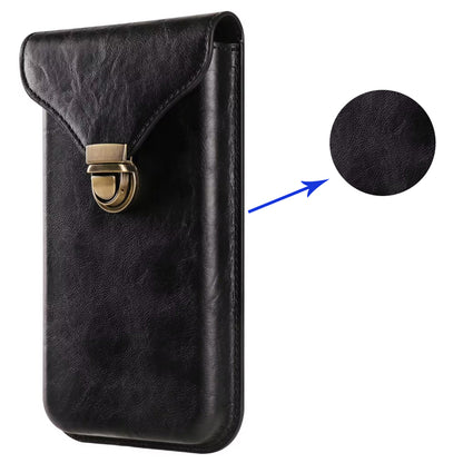 6.7-inch Universal Phone Case Card Holder PU Leather Waist Belt Holster Vertical Phone Pouch