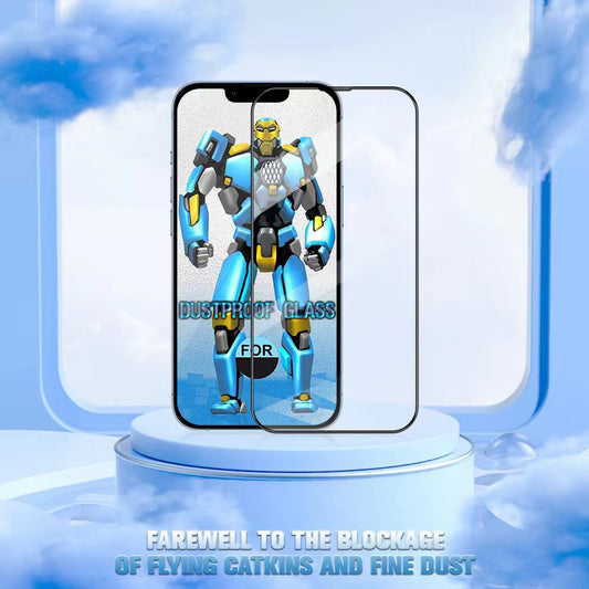 For iPhone 15 Screen Protector Tempered Glass Full Cover Anti-explosion Clear Film with Anti-dust Net