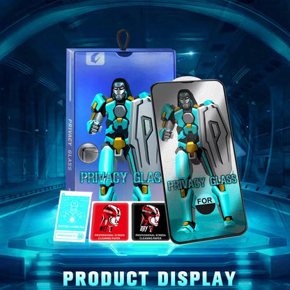 For iPhone 15 Pro Max MechWarrior 28 Degrees Anti-spy Tempered Glass Film Anti-explosion Screen Protector