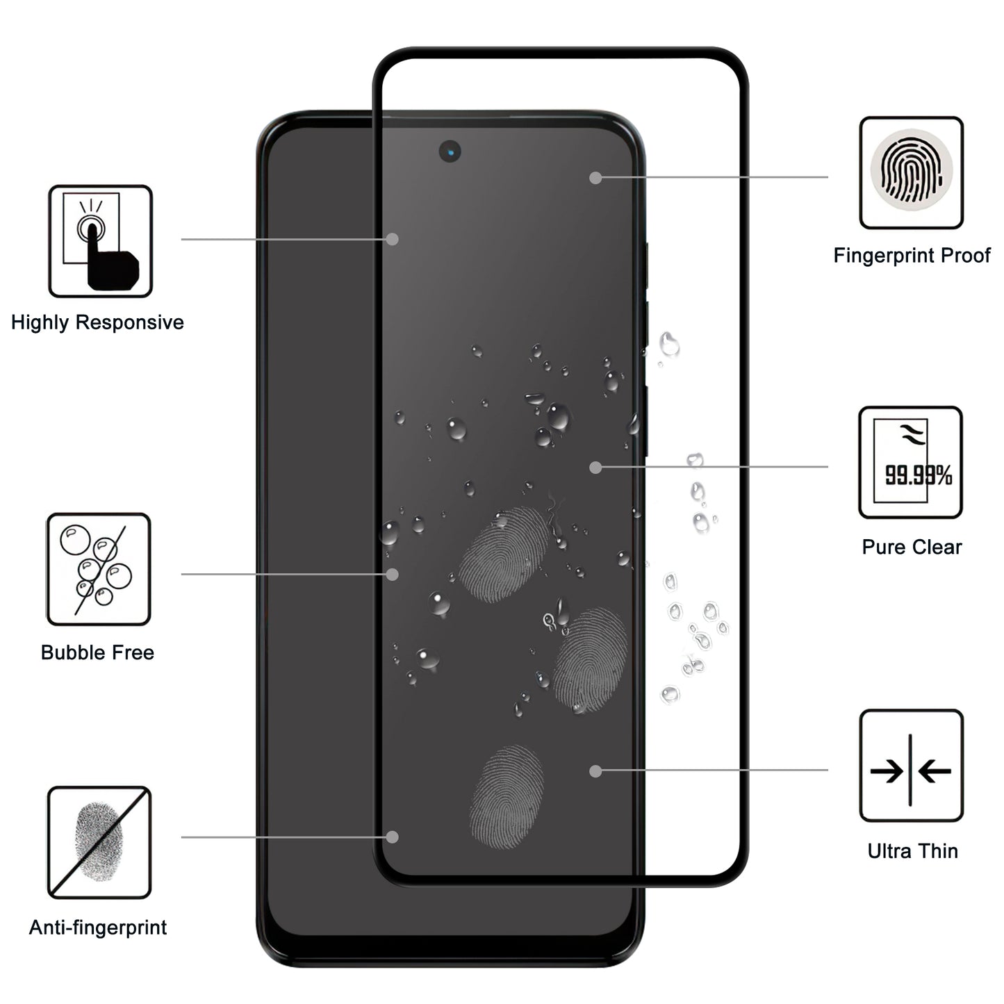 For Motorola Moto G14 4G Black Edge Full Glue Cell Phone Screen Protector Clear AGC Glass Screen Covering Film