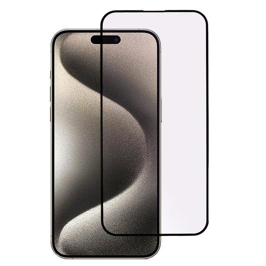 For iPhone 15 Pro Screen Protector Purple Light Black Edge Silk Printing Dispensing Glue Full Cover Tempered Glass Film