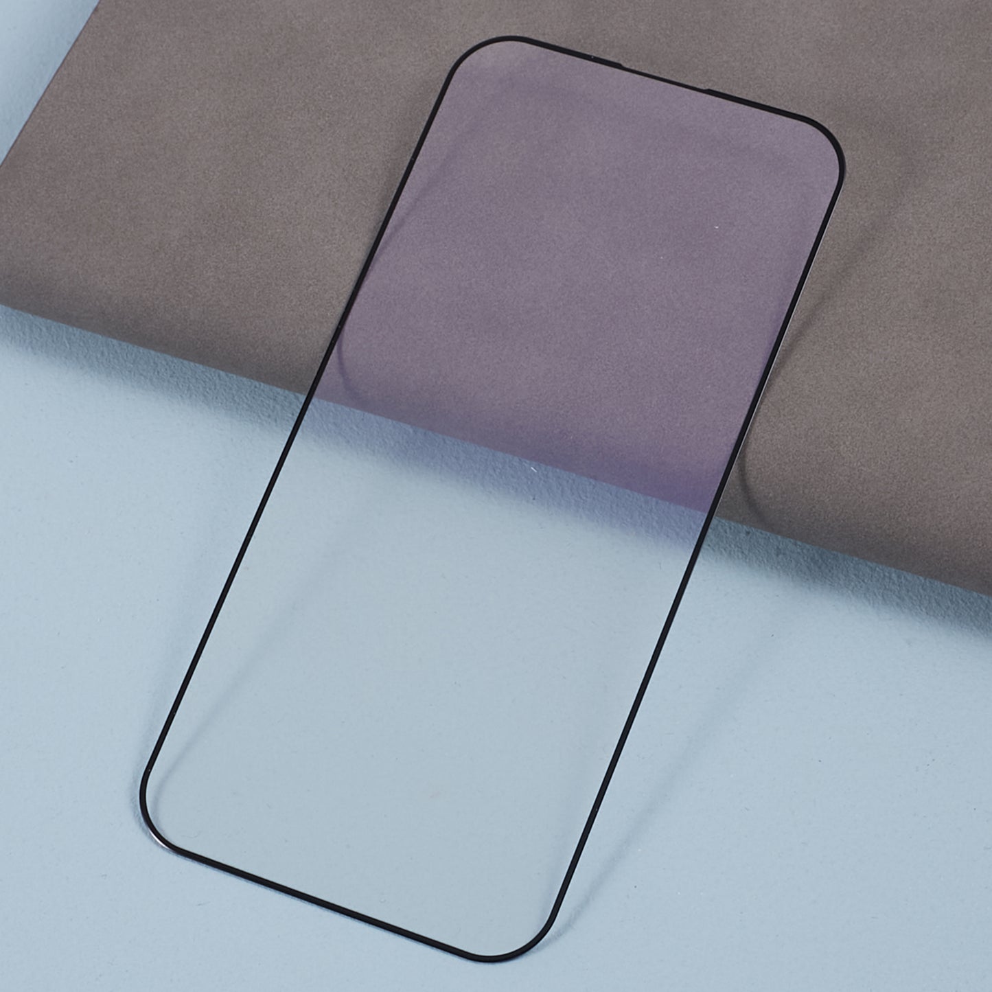 For iPhone 15 Pro Purple Light Black Edge Tempered Glass Full Glue Film Silk Printing Full Screen Protector