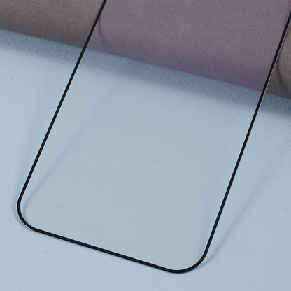 For iPhone 15 Pro Purple Light Black Edge Tempered Glass Silk Printing Film Full Glue Full Screen Protector