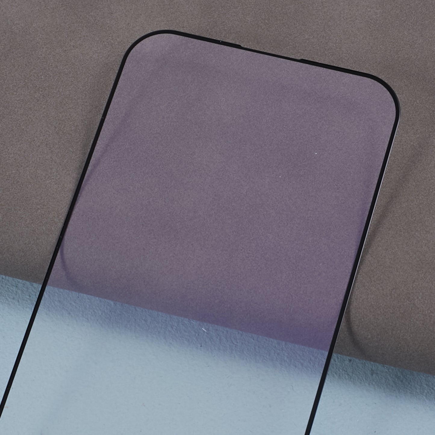 For iPhone 15 Pro Purple Light Black Edge Tempered Glass Silk Printing Film Full Glue Full Screen Protector
