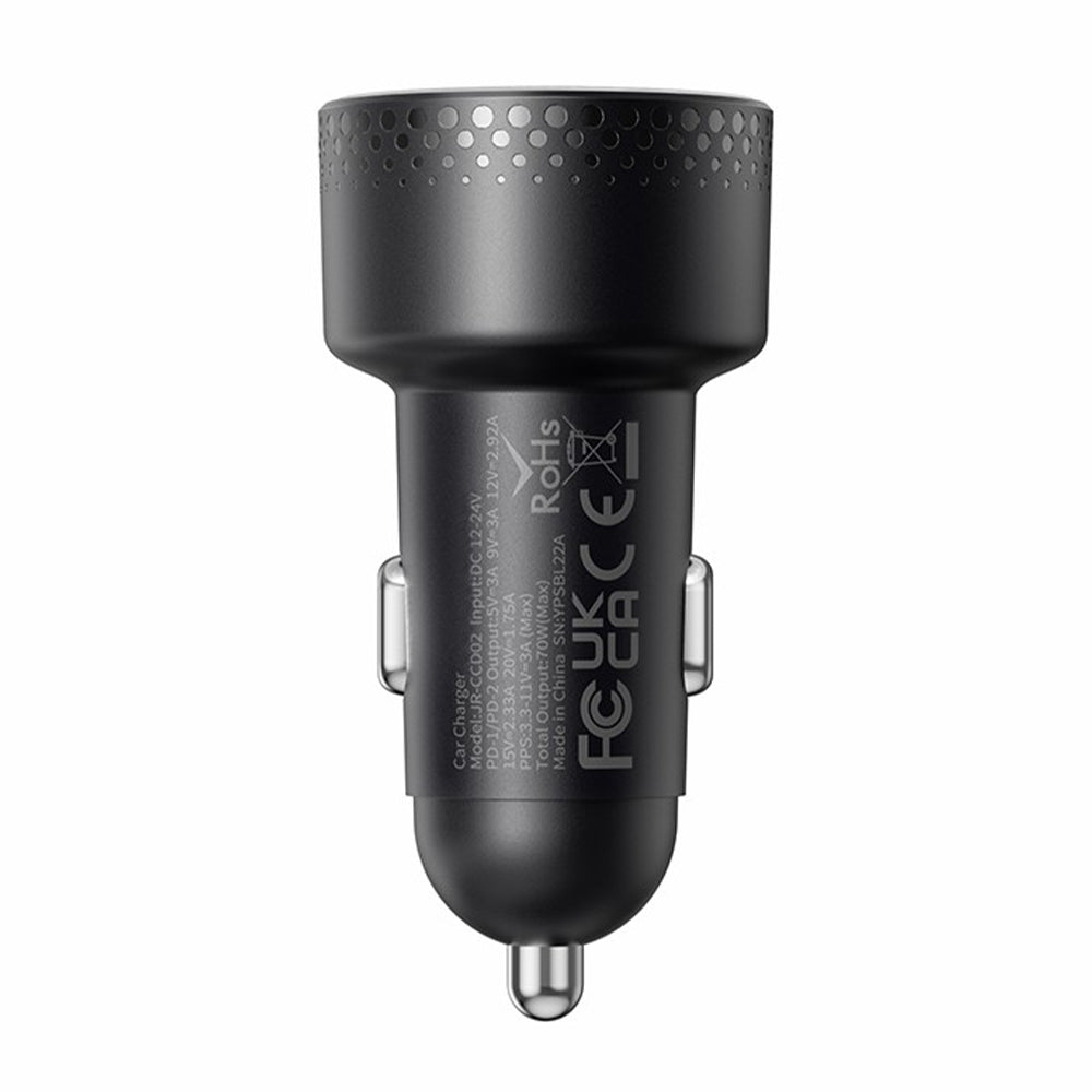 JOYROOM CCD02 70W Dual Type-C PD Fast Charging Power Adapter PC Digital Display Car Charger