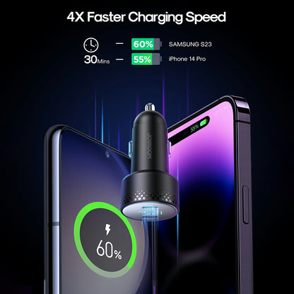 JOYROOM CCD02 70W Dual Type-C PD Fast Charging Power Adapter PC Digital Display Car Charger