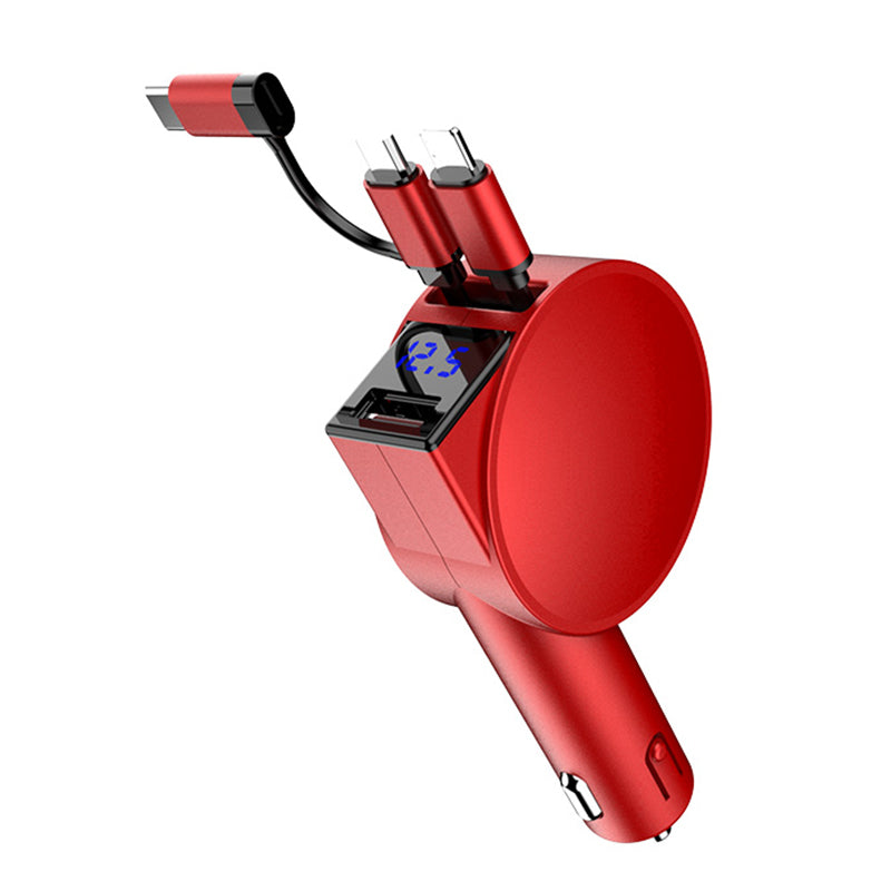 3-in-1 Retractable Car Charger 12-24V Fast Charging Cigarette Lighter Plug Adapter (8th Gen)