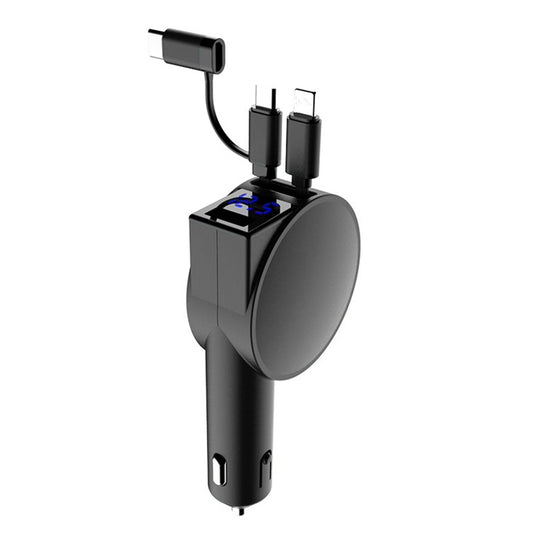 3-in-1 Retractable Car Charger 12-24V Fast Charging Cigarette Lighter Plug Adapter (8th Gen)