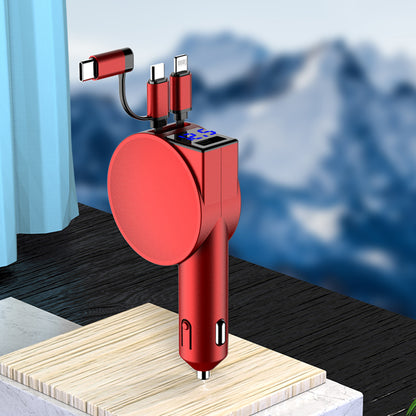 3-in-1 Retractable Car Charger 12-24V Fast Charging Cigarette Lighter Plug Adapter (8th Gen)
