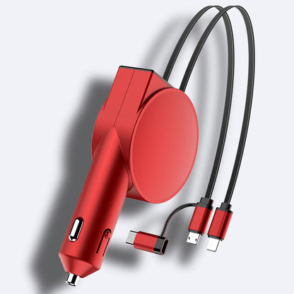 3-in-1 Retractable Car Charger 12-24V Fast Charging Cigarette Lighter Plug Adapter (8th Gen)