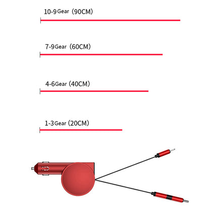 3-in-1 Retractable Car Charger 12-24V Fast Charging Cigarette Lighter Plug Adapter (8th Gen)