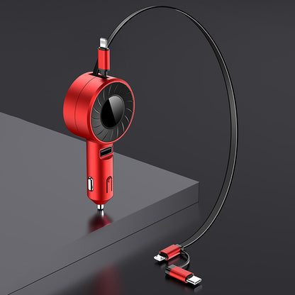 4.2A Fast Charge Car Charger Socket Car Cigarette Lighter Adapter with 3-in-1 Telescopic Cable (9th Gen)