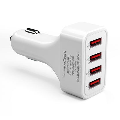 K2 4 USB Ports Car Charger PC+ABS Mobile Phone Tablet Charging Power Adapter (CE Certified)