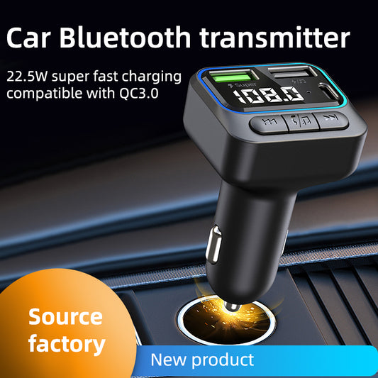 C40 Bluetooth Hands-free Call Adapter FM Transmitter Car MP3 Music Player Type-C + Dual USB QC3.0 Car Charger
