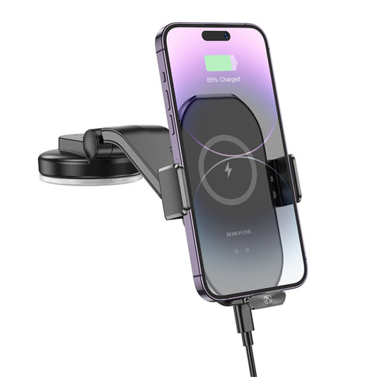 BOROFONE BH206 Wireless Car Charger Infrared Auto-Clamping Car Mount Fast Charging Dashboard Phone Holder