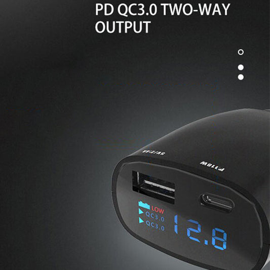 TR-83 PD 18W Car Charger QC3.0 + Type-C Super Fast Charger Adapter with LED Voltage Display