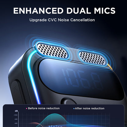 JOYROOM JR-CCB01 Dual Microphone Bluetooth Hands-free Call Music Player 48W Car Fast Charger FM Transmitter