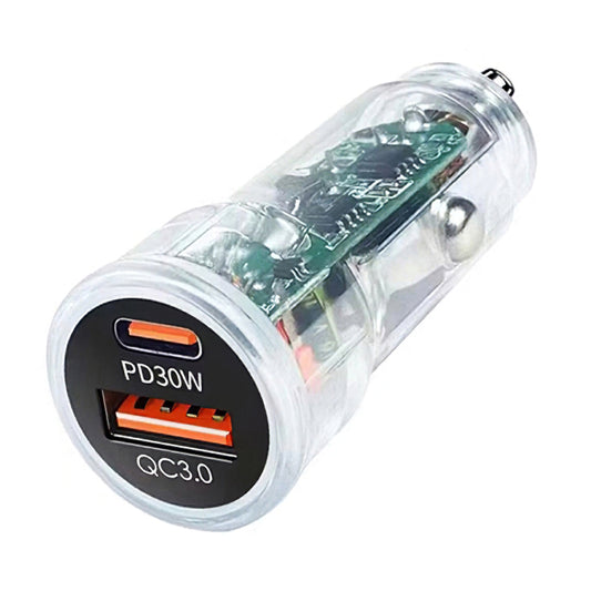 P35 Clear Design 48W Car Charger for Cell Phone, Tablet, Camera, Type-C PD 30W + USB QC 3.0 18W Fast Charging Charger Station