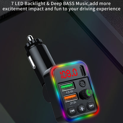 P19 Wireless 7-Colors LED Backlit Car MP3 Hands-Free Bluetooth Calling Car Audio Charger Support U Disk