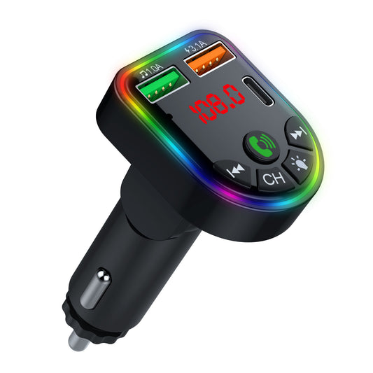 P20 Car Bluetooth Hands-Free Calling Car MP3 Audio Digital Display USB Car Charger with Dual USB Ports